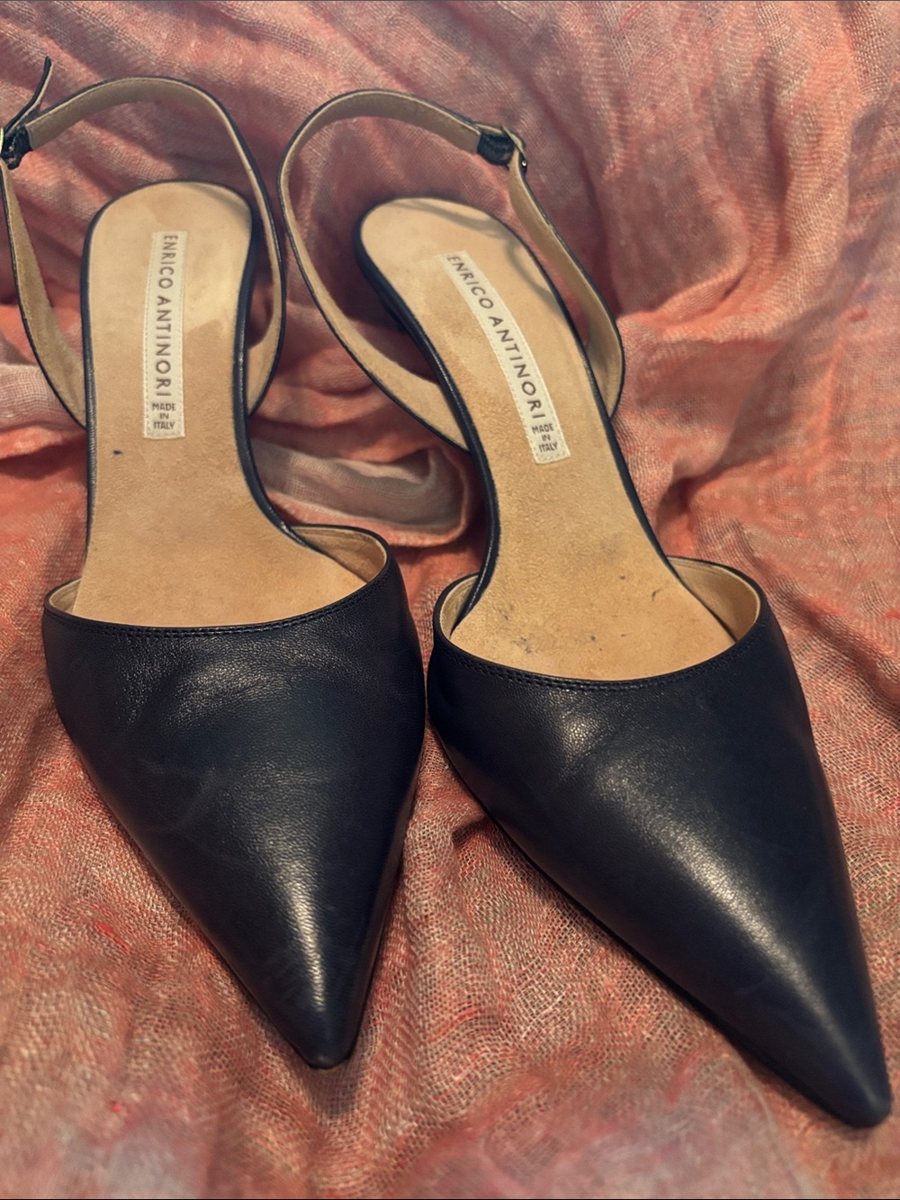 Enrico Antinori navy Pointed Slingback Pumps